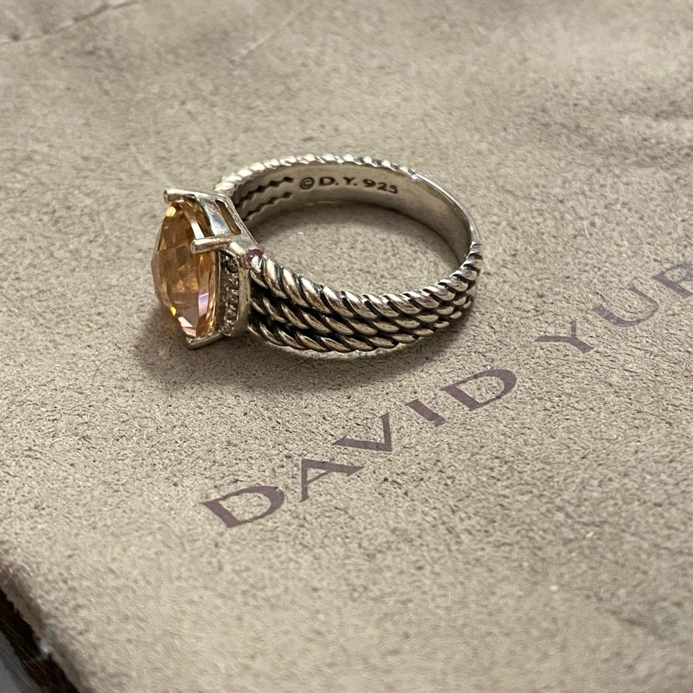 David Yurman Petite Wheaton Ring, Morganite with Diamonds - Picture 10 of 11